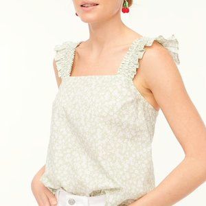 JCrew - Smocked ruffle-shoulder tank top
